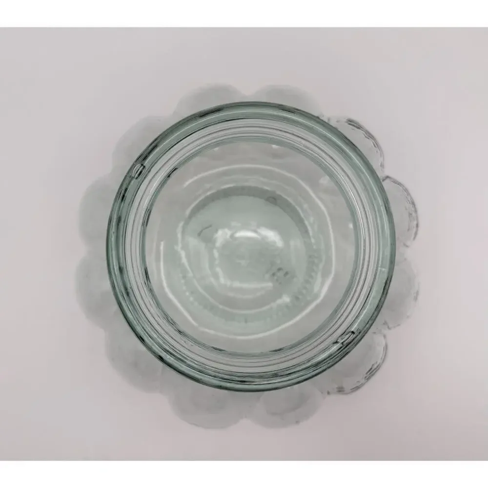 Italian Pumpkin Shaped Green Glass Apothecary Jar Canister 6” Cork Lid Italy